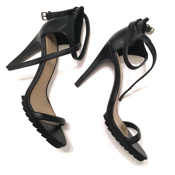 Zara Sandalia Piso Track III Black Heels Size 8 - Picture 4 of 8